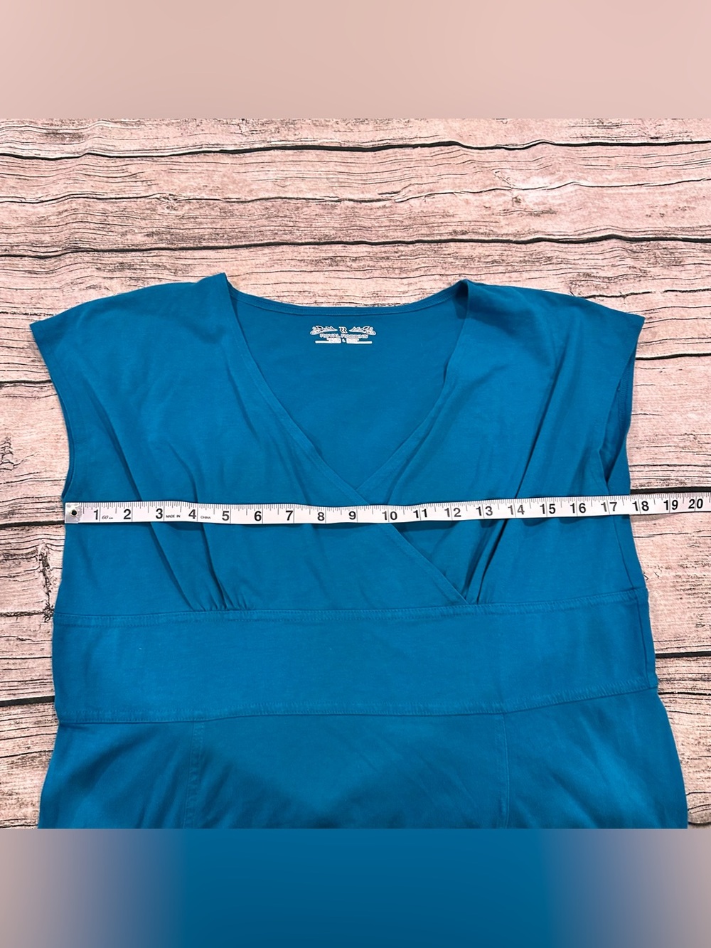Royal Robbins Blue V-Neck Empire Waist Faux Wrap Travel Dress Size LG - Picture 5 of 5